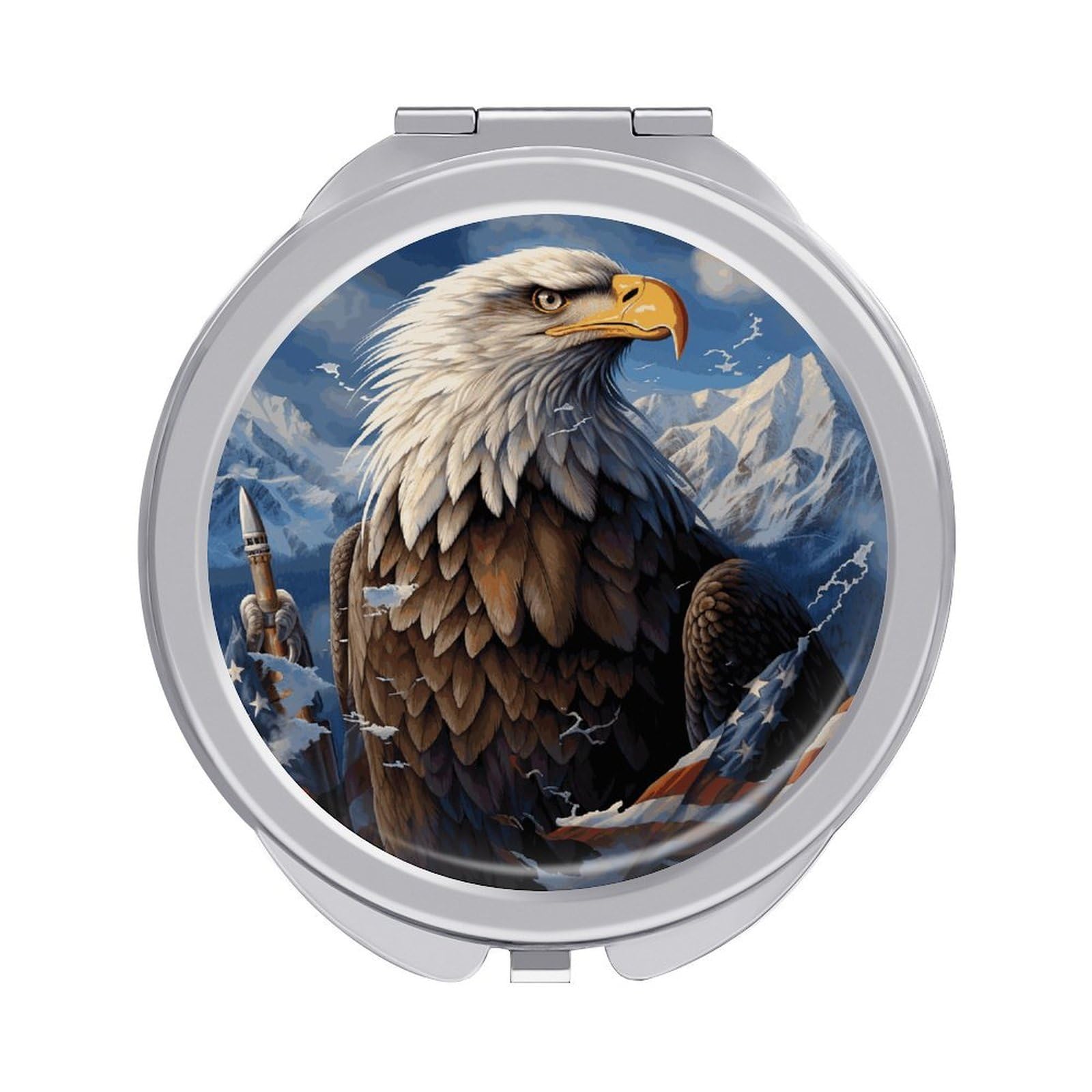 JTREHY Eagle Makeup Mirror Silver Mirror Surface Folding Makeups Mirrors Lightweight Durable Looking Glass for Suitable Traveling Handbag and Purses
