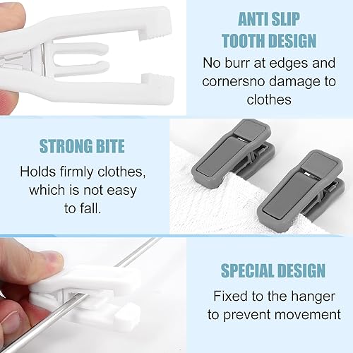 Miniatura 3 de Blcculi 50 clips de plástico para colgar bebés, agarre fuerte para perchas delgadas y de terciopelo (blanco)