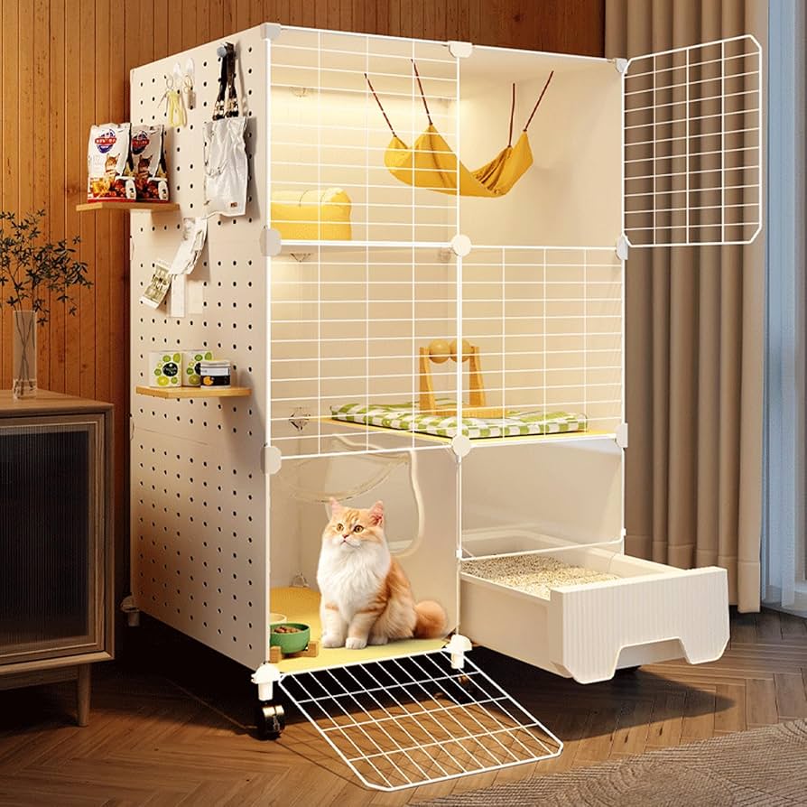 Amazon.co.jp: Pertice 猫 ケージ トイレ付き 3段 キャスター付き