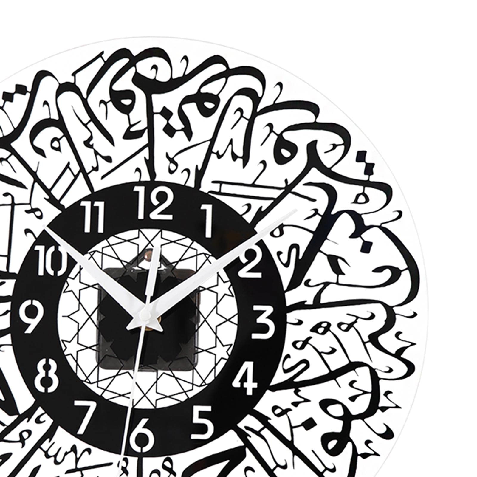 LOVIVER Orologio da Parete con Calligrafia Islamica da 12 Pollici, Orologio al Quarzo Musulmano Moderno e Minimalista Silenzioso - Nero