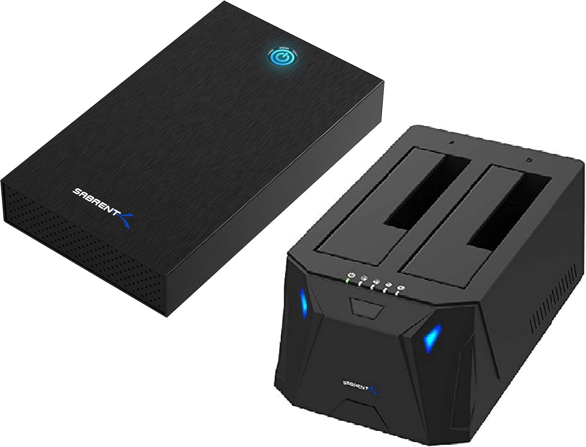 Caja USB 3.0 sin herramientas + Estación de acoplamiento para disco duro externo USB 3.0 a SATA I/II/III de doble bahía