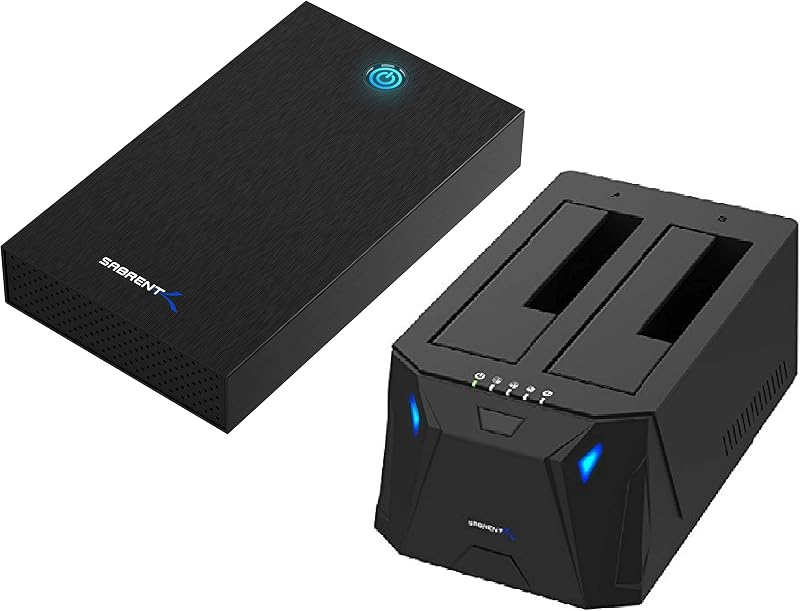 Caja USB 3.0 sin herramientas + Estación de acoplamiento para disco duro externo USB 3.0 a SATA I/II/III de doble bahía