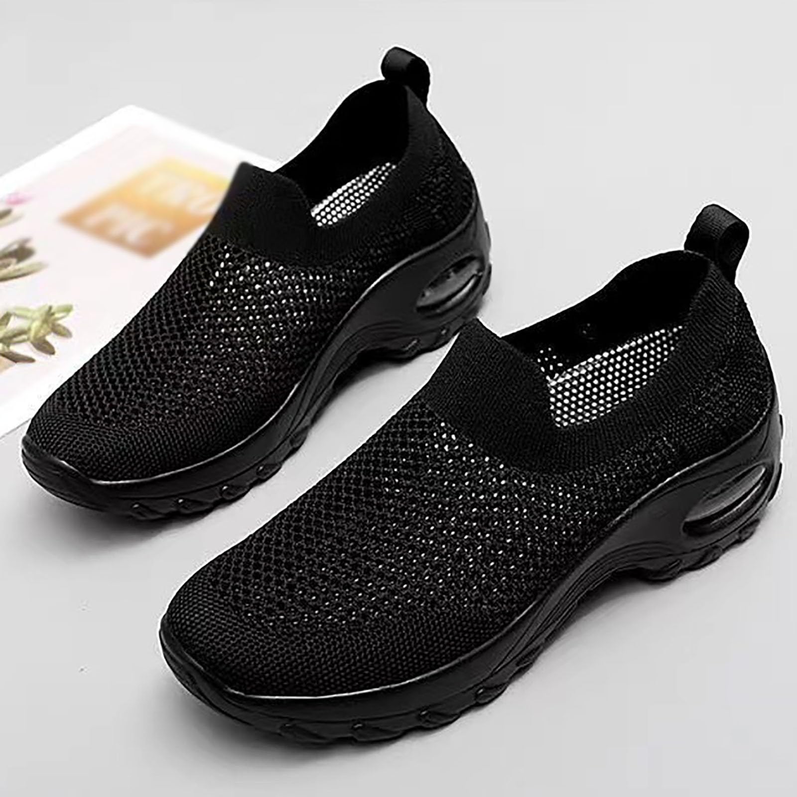 Black‎ Athletic Shoes with Breathable Mesh and Rounded Toe Hoka One One Breathable mesh round toe sneaker | The Fashion  main image 4