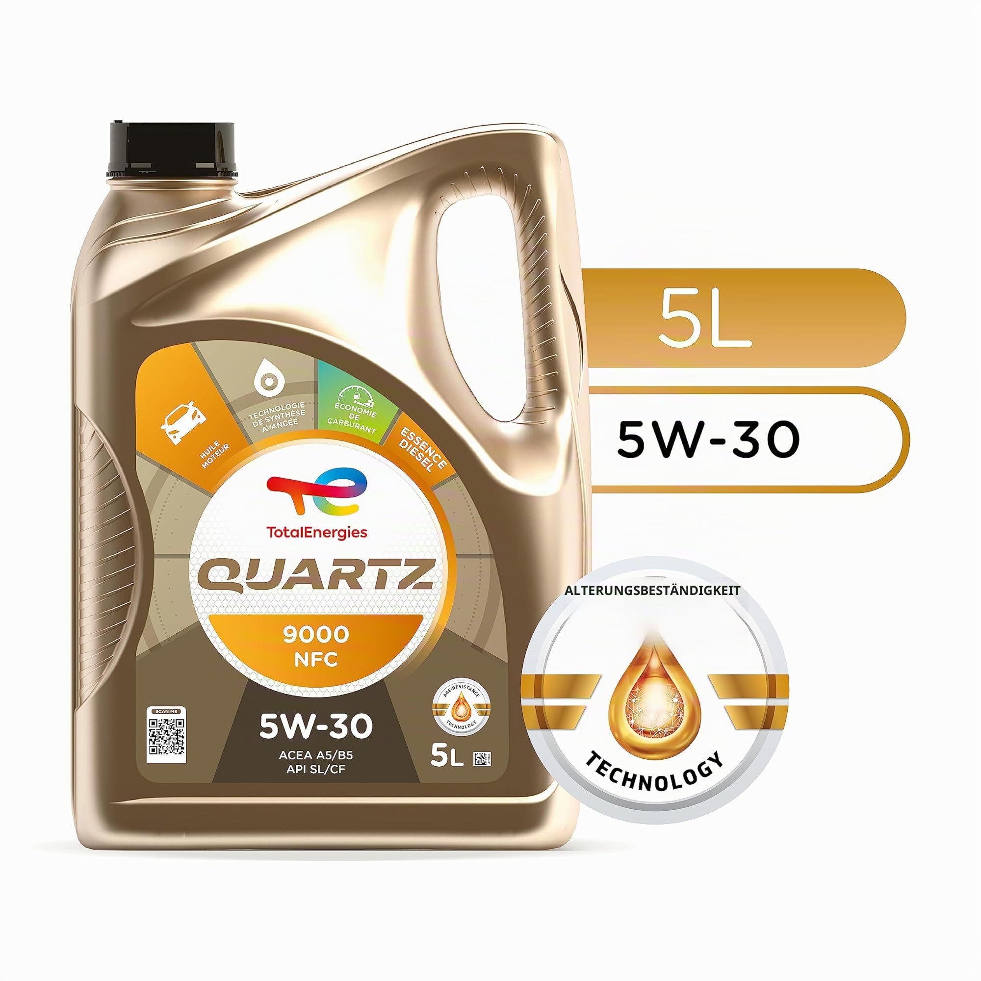 TOTAL Quartz 9000 NFC SAE 5W-30 Motorenöl, 5 Liter