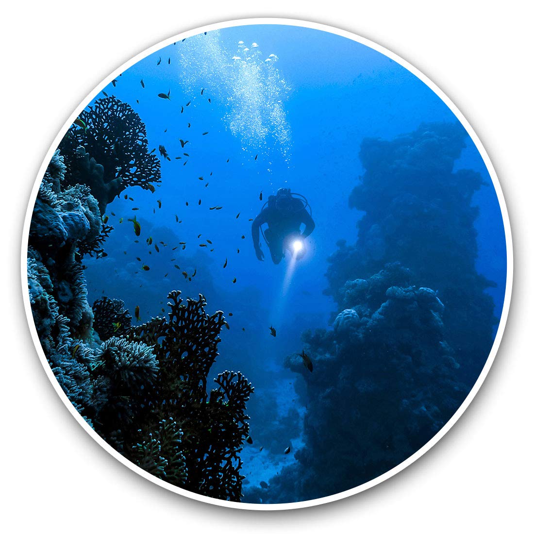 Destination Vinyl Ltd Underwater Scuba Diver Diving Ocean 8507 Vinyl Stickers (Set Of 2) 7.5Cm - Underwater Scuba Diver Diving Ocean #8507