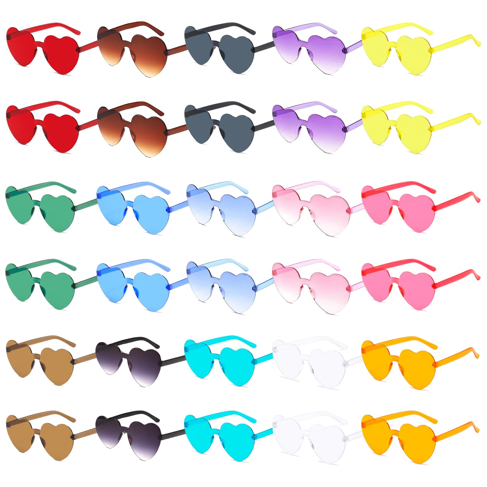 Merkaunis30 Pairs Heart Shaped Sunglasses, Valentine's Day Sunglasses,  Candy Color Frameless Heart Glasses, Frameless Hearts Glasses Bulk for Party