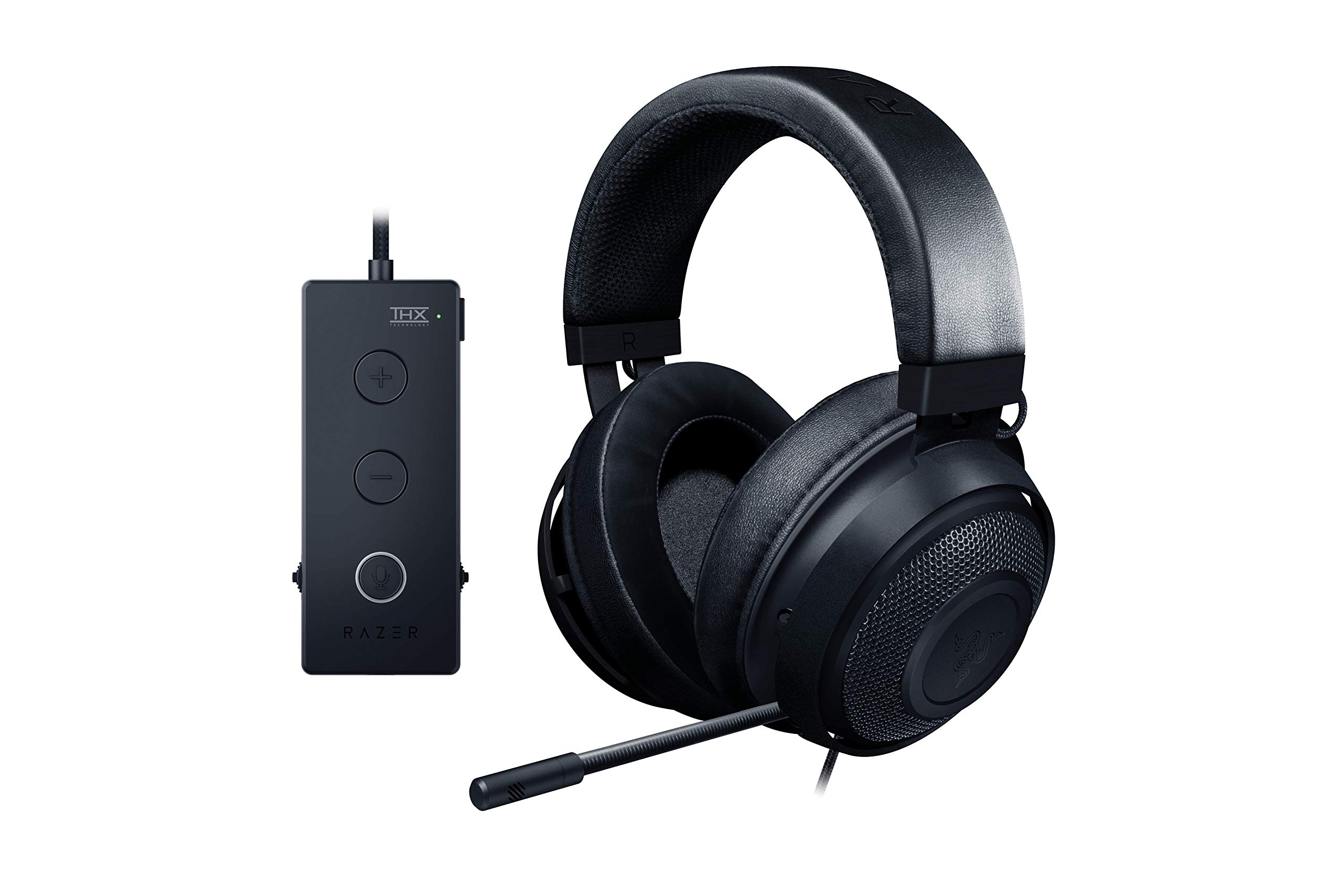 Razer Kraken Tournament Edition - Auriculares Gaming con Cable y Controlador de Audio USB (Audio Espacial THX, Controles de Audio completos, Controladores de 50 mm Personalizados) Negro