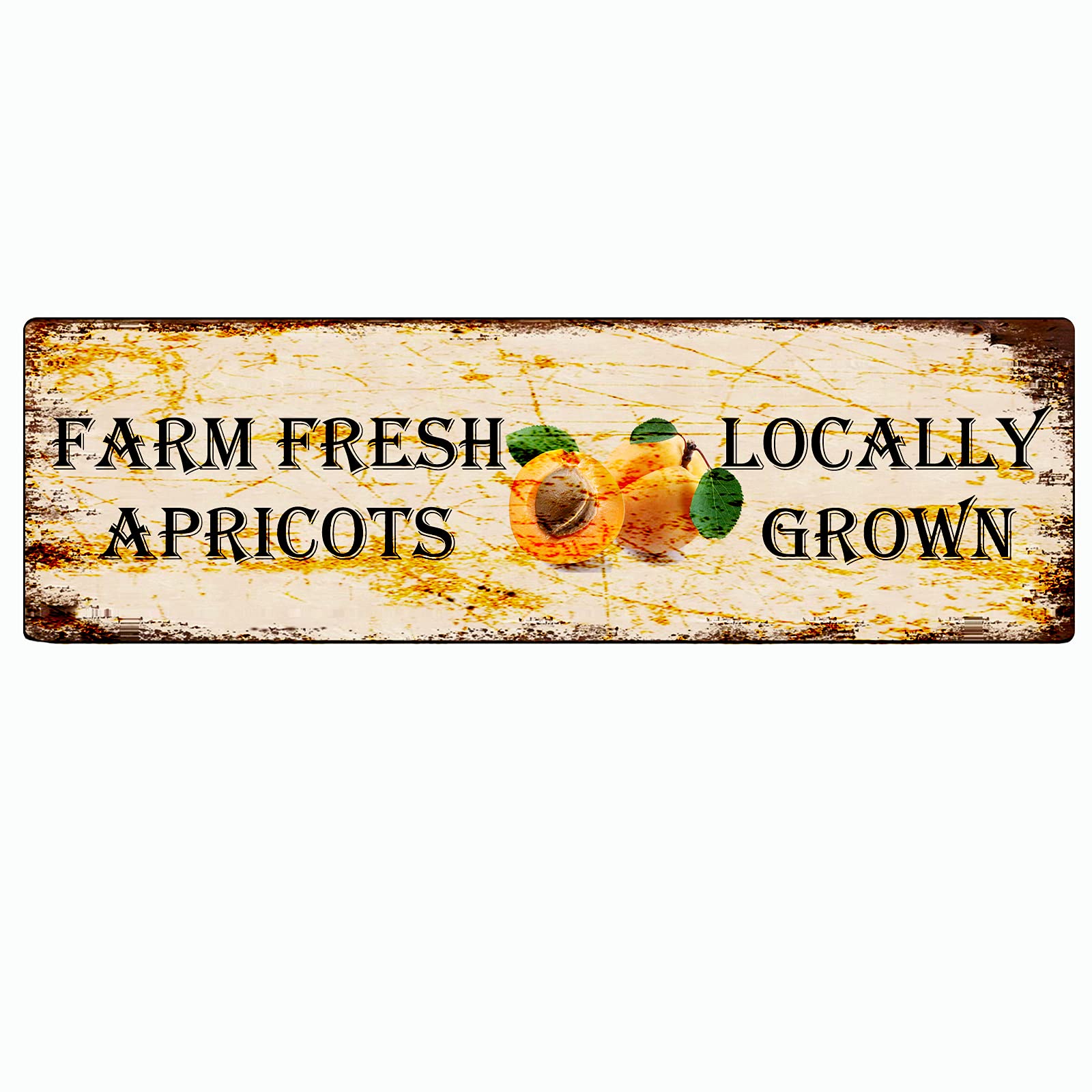 Farm Fresh Apricots Retro Tin Signs Aluminum Metal Sign for Kitchen Home Garden Wall Bar Cafe Decor 4x16 Inch