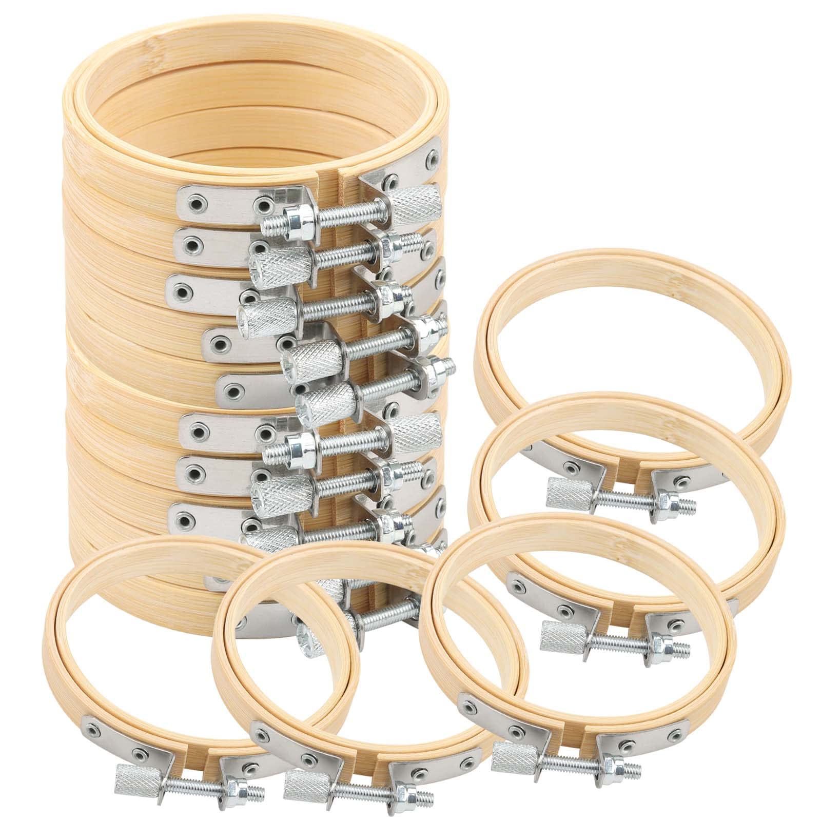 SEUNMUK 15 PCS 3 Inch Small Embroidery Hoops, Embroidery Cross Stitch Hoop Circle Bamboo Hoops for DIY Art Crafting
