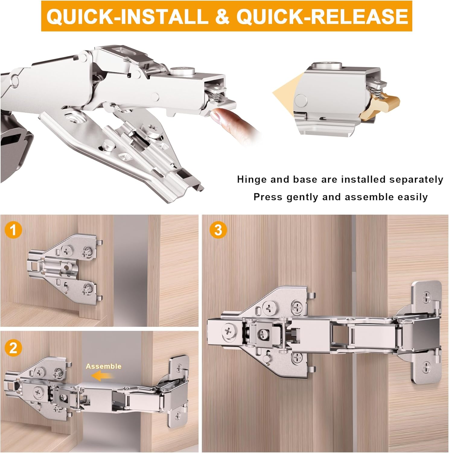 2 Pairs(4 Pack) 135 Degree & 165 Degree Lazy Susan Hinges, Soft Close Concealed Corner Cabinet Hinges with Clip-On, Mepla Cabinet Hinges for Bi-Fold Doors–Ideal for Face Frame Kitchen Cabinets
