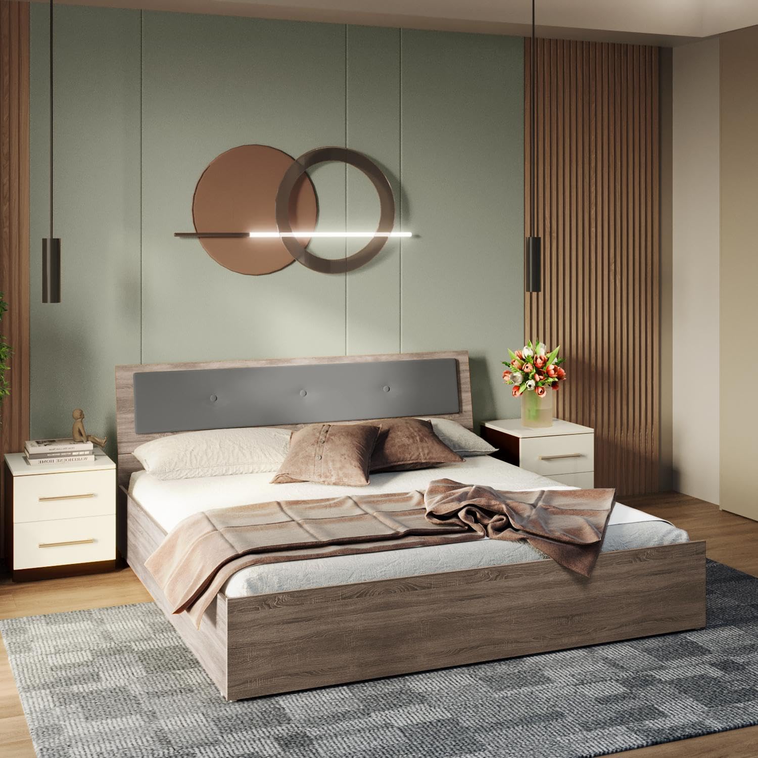 GODREJ INTERIO Bed, Stud King Size Engineered Wood Bed with Pullout Storage, 1-Year Warranty, Sonoma Oak, Particle Board-image-13