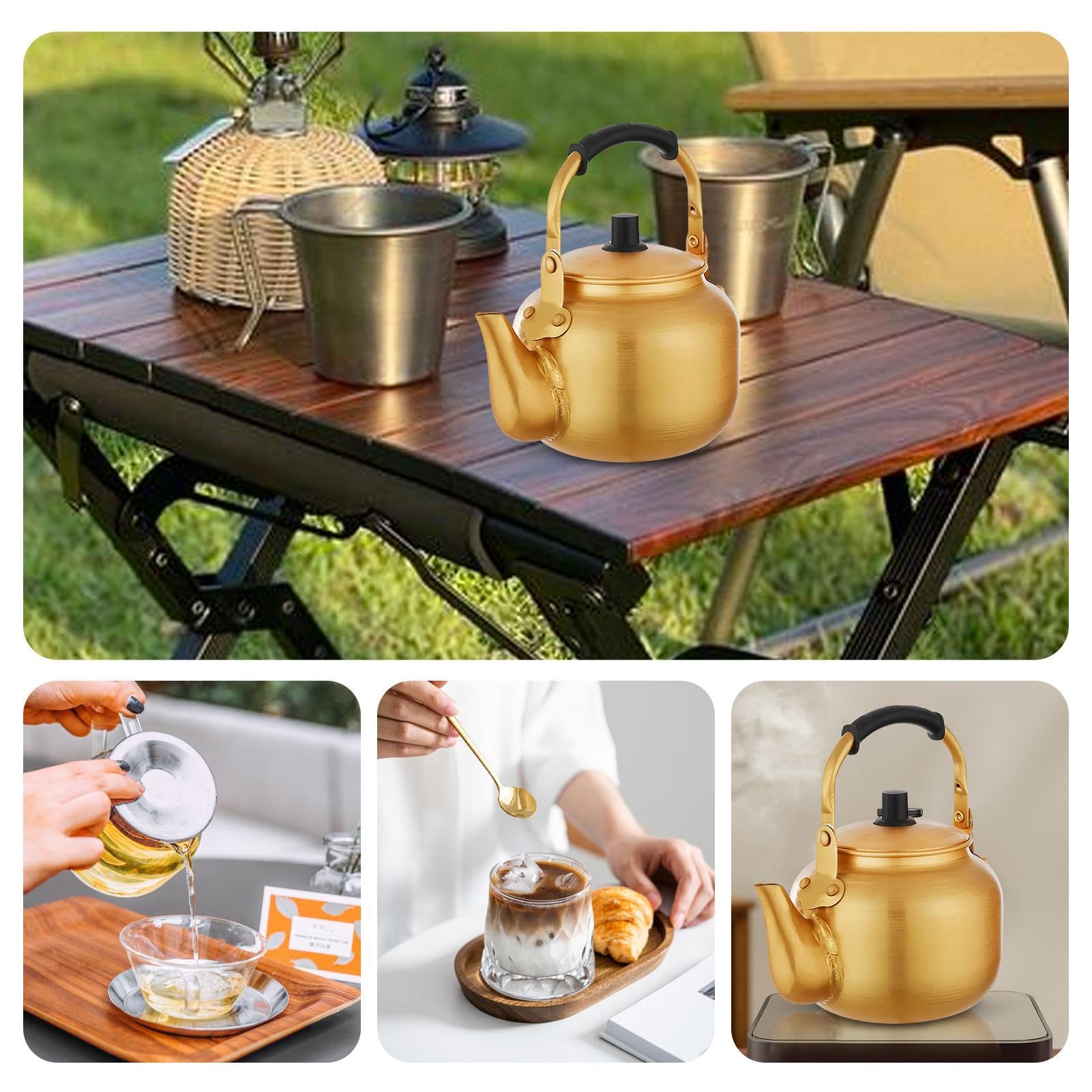 8L Aluminum Tea Kettle For Stove Top - Classic Whistling Teapot For Camping & Home Use