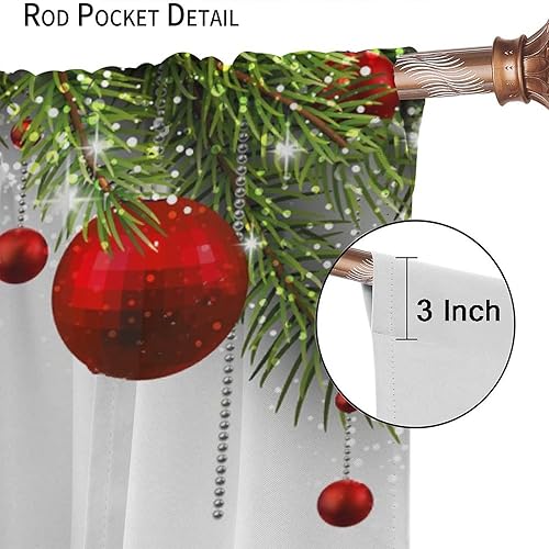 Miniatura 4 de Cortinas de Feliz Navidad con pino, árbol de vacaciones, arte clásico, impreso, sala de estar, dormitorio, cortinas de ventana, tela de tratamiento,