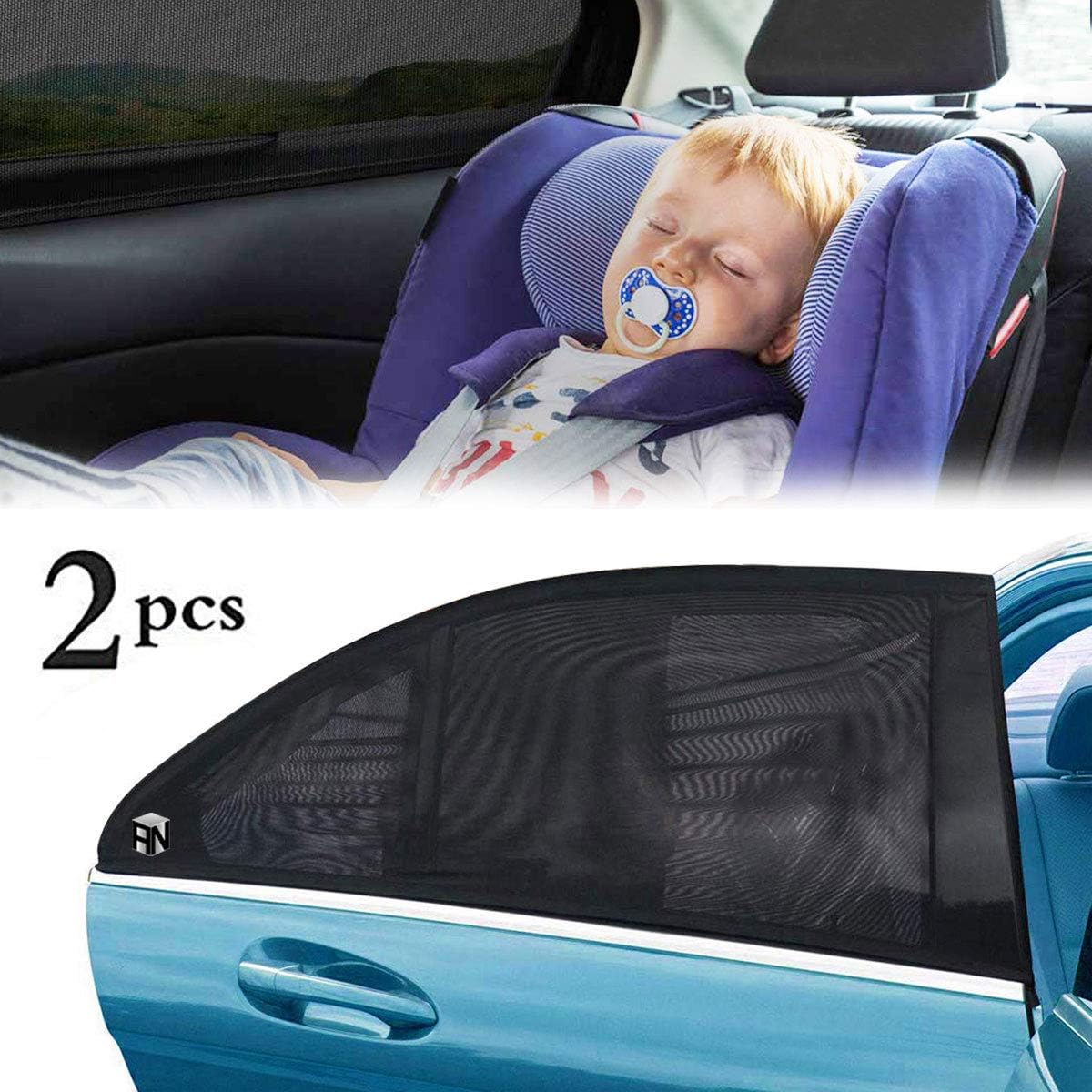 FAGORY Car Window Shade Block UV Rays, Protect Your Babies, Kids and Pet from UV, Car Rear Side Window Portable Accessories – 50 x 20 Universal Fit, Easy & Flexible to Use [2 Pack]