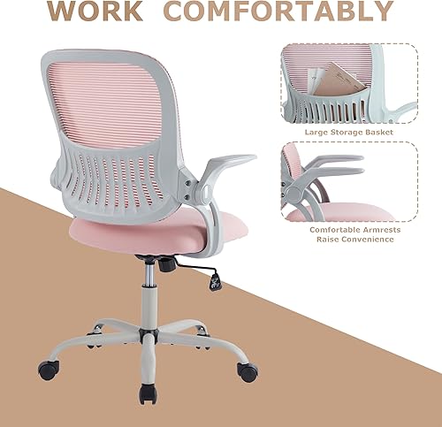 Miniatura 7 de Silla ergonómica de escritorio de oficina, silla de trabajo para computadora con soporte lumbar, silla de trabajo de malla ajustable con respaldo