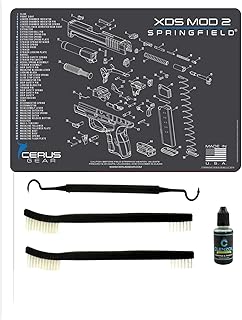 Springfield Armory XDs Mod 2 5 PC EDOG Cerus Schematic Exploded View Heavy Duty Pistol Cleaning 12x17 Padded Gun-Work Surface Protector Mat Solvent & Oil Resistant, 3 PC Cleaning Essentials & Clenzoil