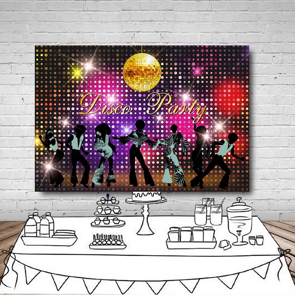 Disco-achtergrond met zilveren discobal, podium, nachtclub Disco-achtergrond met zilveren discobal, podium, nachtclub