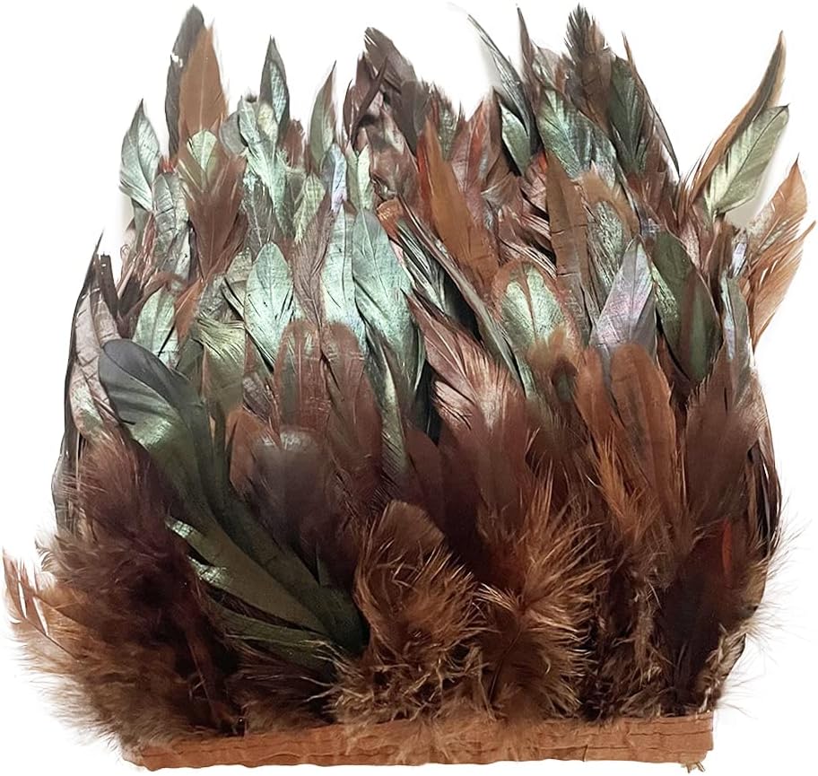 Coffee 5yard 5-7inch Rooster Feather Fringe Trim for Dress Sewing Crafts Costumes Accessories Party Supplies Festival Decoration