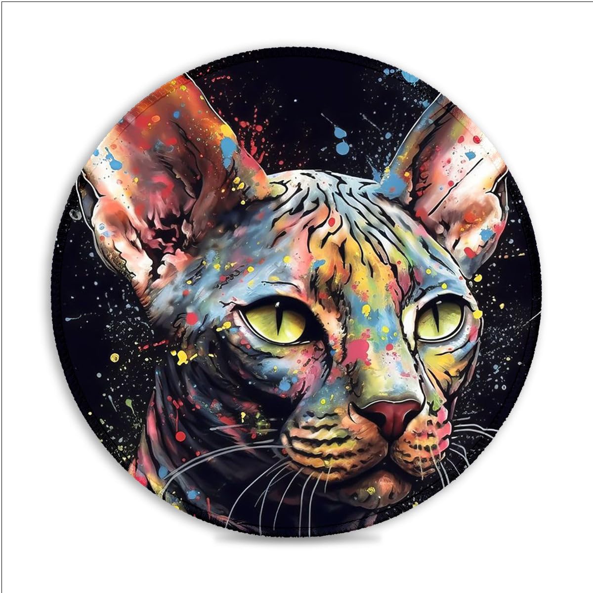 LJSPTU Alfombrilla de ratón para juegos, diseño de gato Esfinge, 20 x 20 cm, alfombrilla de ratón redonda de tela SU, control ultra preciso, bordes cosidos, base antideslizante, accesorios para juegos