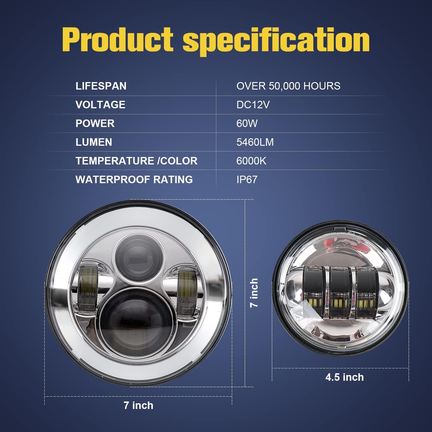 Suреr Sаlе 🛒 HYZZ 7 inch LED Headlight 4.5 inch Fog Passing Lights Kit Motorcycle Compatible with Harley Davidson Fat Boy Street Glide Heritage Softail Road King Electra Glide Ultra Classic Switchback Chrome-No Halo