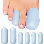Soft Gel Toe Caps with Healing Coconut Oil - 6 Reusable Small & Big Toe Protectors for Ingrown or Missing Toenails, Corns, Calluses & Blister Relief