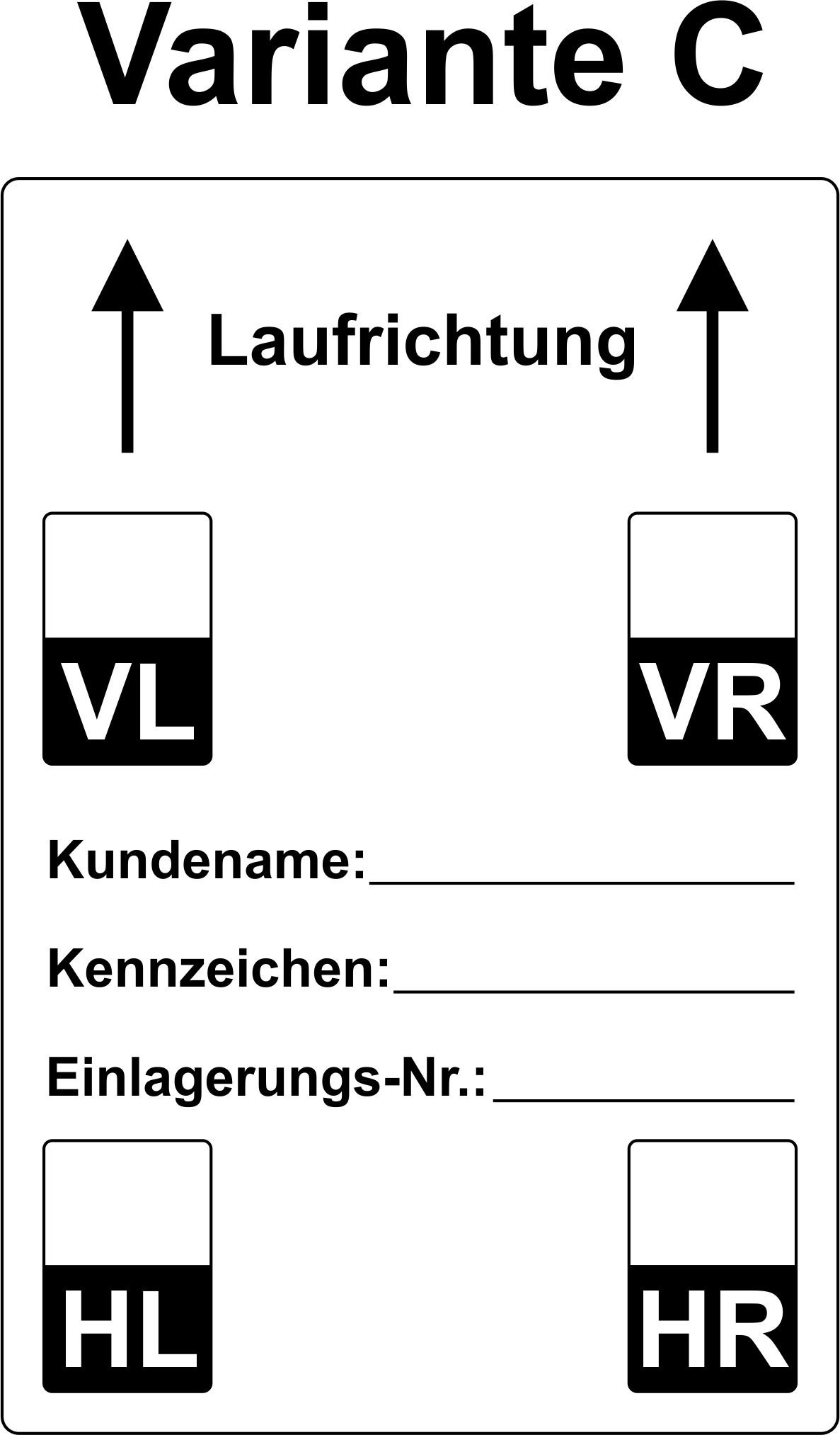 Reifenetiketten für Einlagerung auf Rolle - 100 x 150 mm - 480 Stück - Variante C