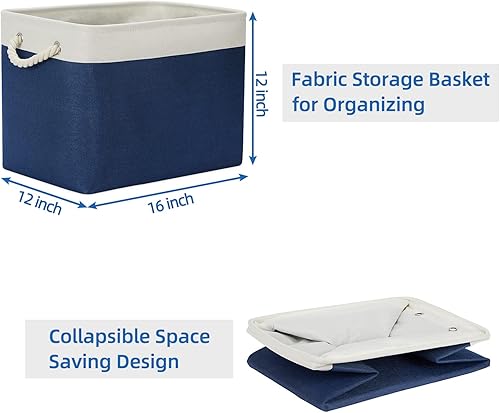 Vista 49 de Temary Canastas de almacenamiento pequeñas de tela para armario, paquete de 6 cajas de almacenamiento decorativas con asas de cuerda para organizar