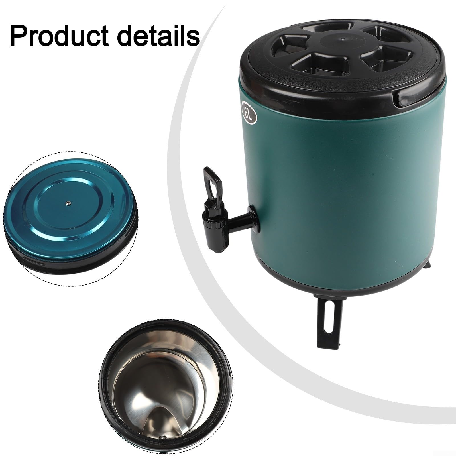 Eawfgtuw Récipient isotherme à double paroi avec robinet facile à verser - Distributeur de boissons froides et chaudes - Serveur de grande capacité pour activités de plein air et camping (6 L, vert)