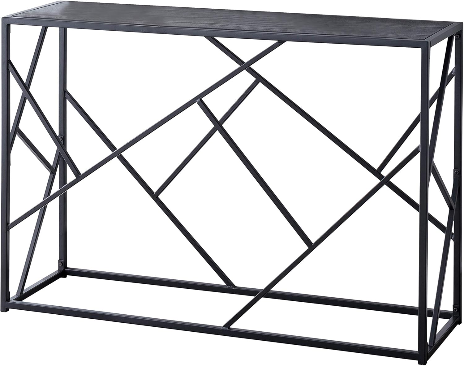 Kings Brand Furniture – Macon Modern Console Sofa Table, Black Metal Frame & Gray Wood - Perfect for Entryways and Living Rooms