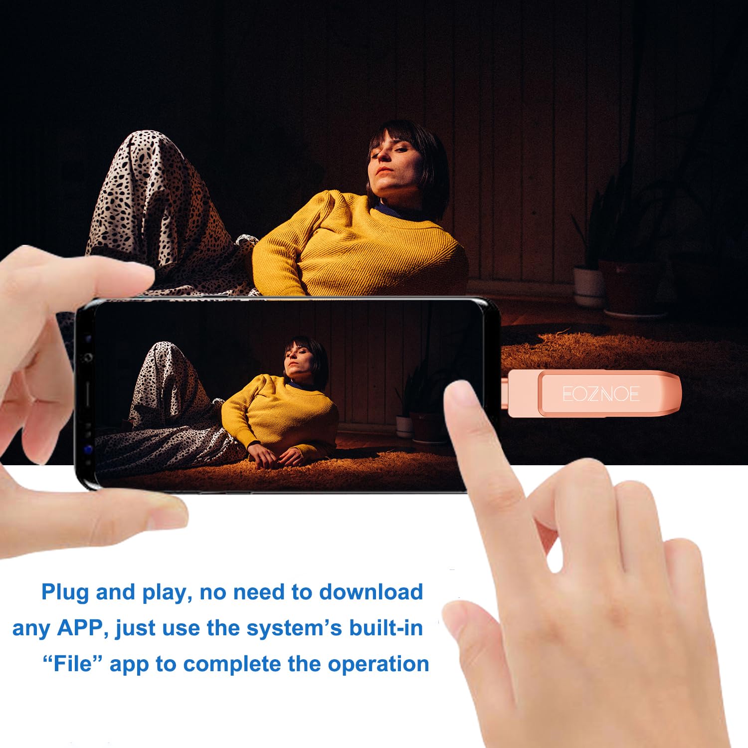Pamięć USB 256 GB do telefonu, kompatybilna z OTG Android/Pad/Mac/PC, nie wymaga aplikacji do pamięci telefonu do przechowywania zdjęć i filmów.