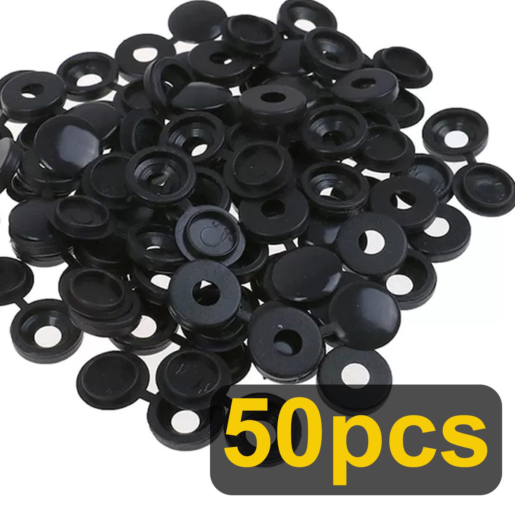 LEPEVNEY Black Plastic Hinged Screw Cover Caps 5.8mm Hole Fold Snap Washer, 50 Pieces Pack, M6 - Image 3