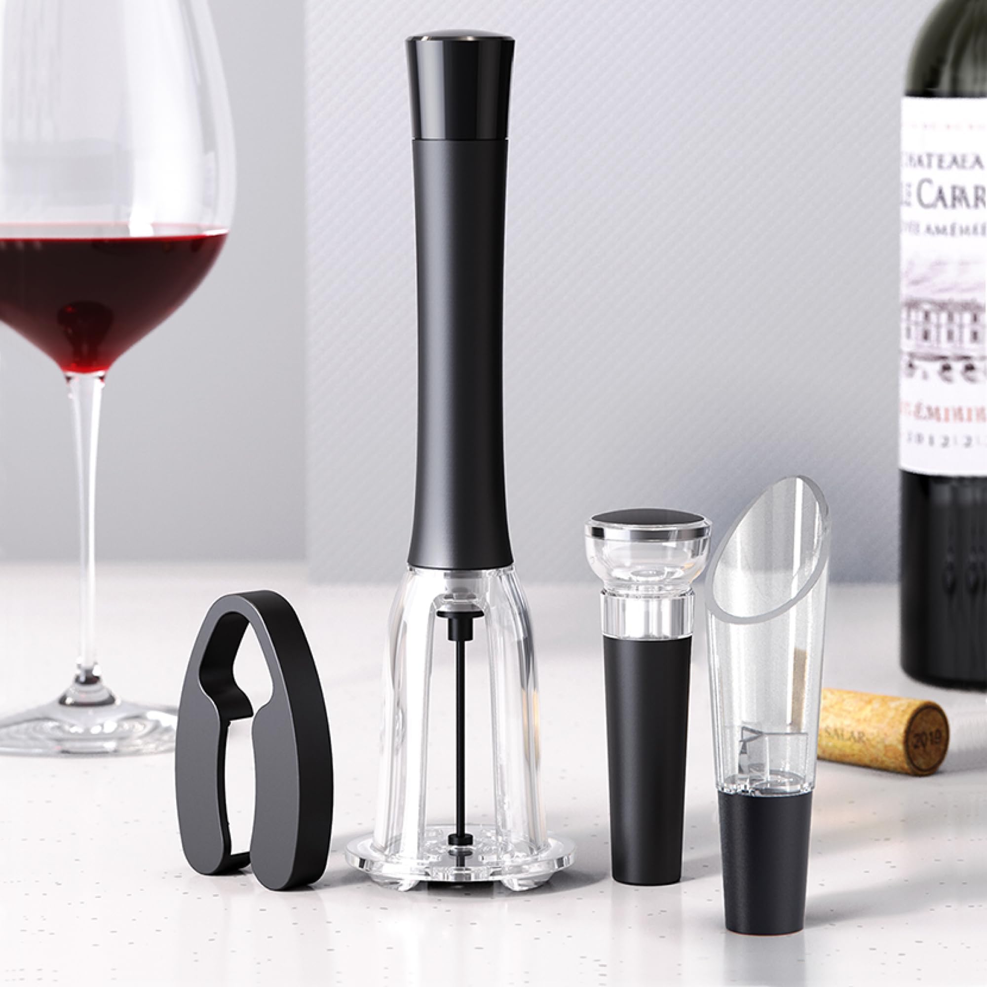 Air Pressure Wine Bottle Opener Set Pump Wine Opener Kit, Vacuum Stopper, Aerator Pourer, Foil Cutter, Safe & Easy Cork Remover Keep Cork Intact for Gift, Ouvre Bouteille de Vin
