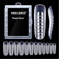 MODELONES Extensão de gel de polipropileno, forma dupla para unhas, 120 peças, unhas de caixão, pontas de unhas de bailarina transparentes, cobertura total