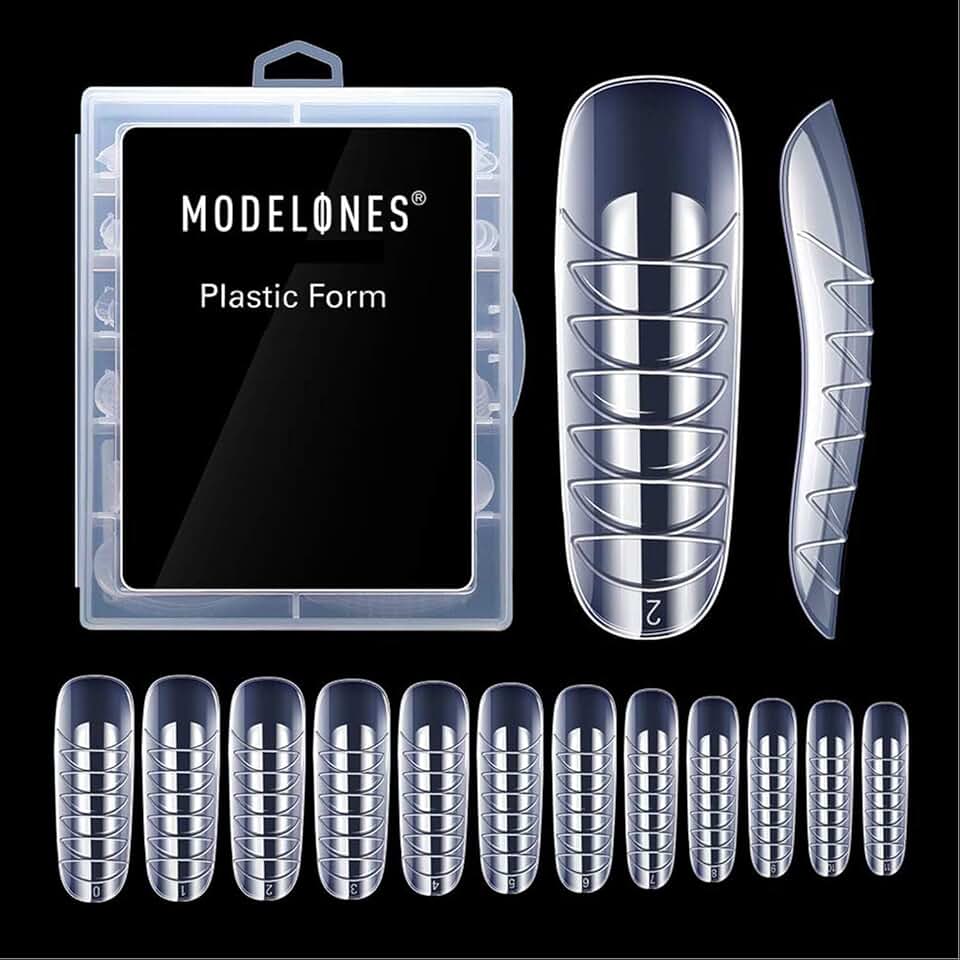 MODELONES Extensão de gel de polipropileno, forma dupla para unhas, 120 peças, unhas de caixão, pontas de unhas de bailarina transparentes, cobertura total