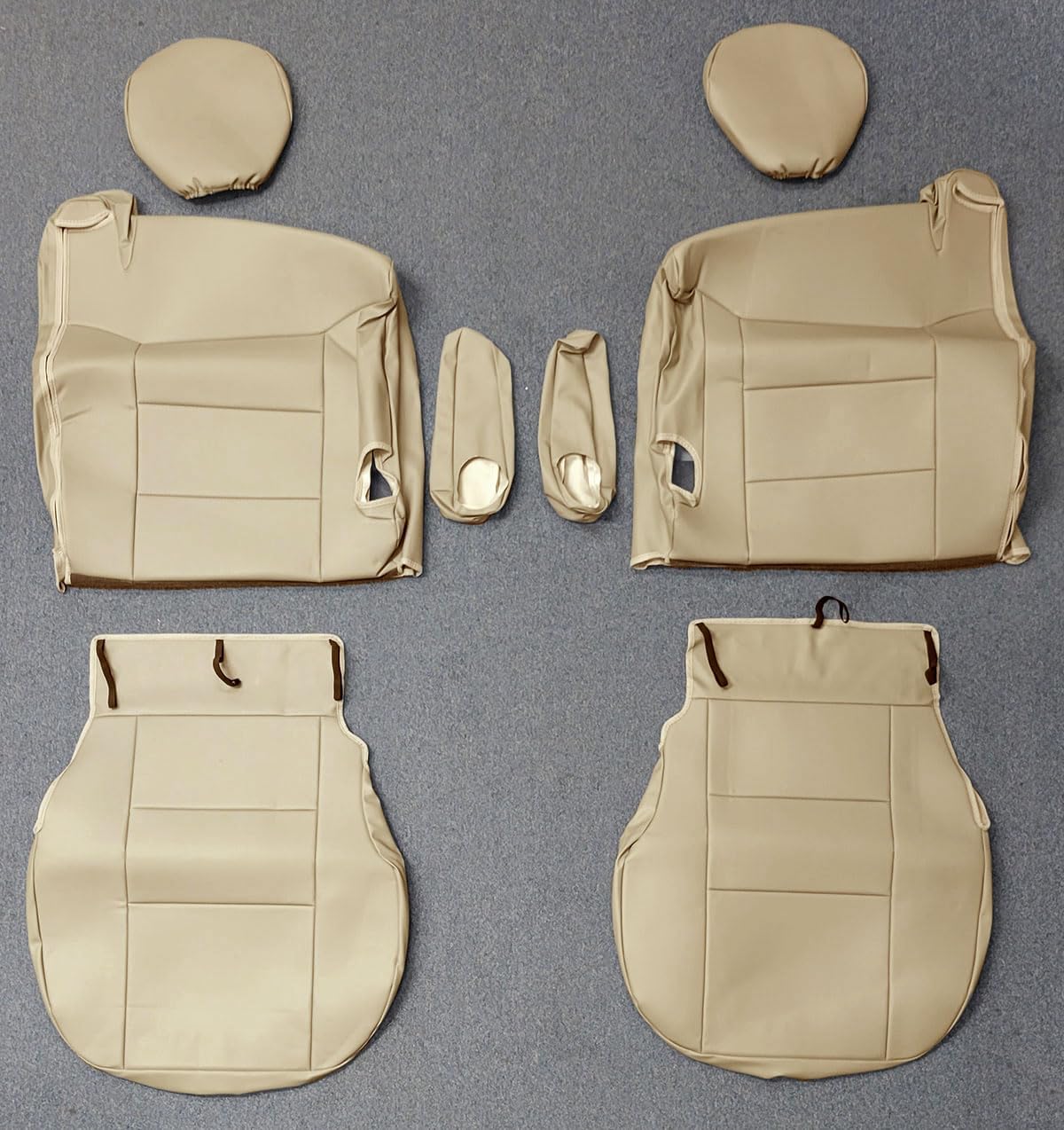 Iggee 2003-2006 Chevy Silverado Beige Artificial Leather Custom Made Original fit Front Seat Covers & 2 Armrest Covers