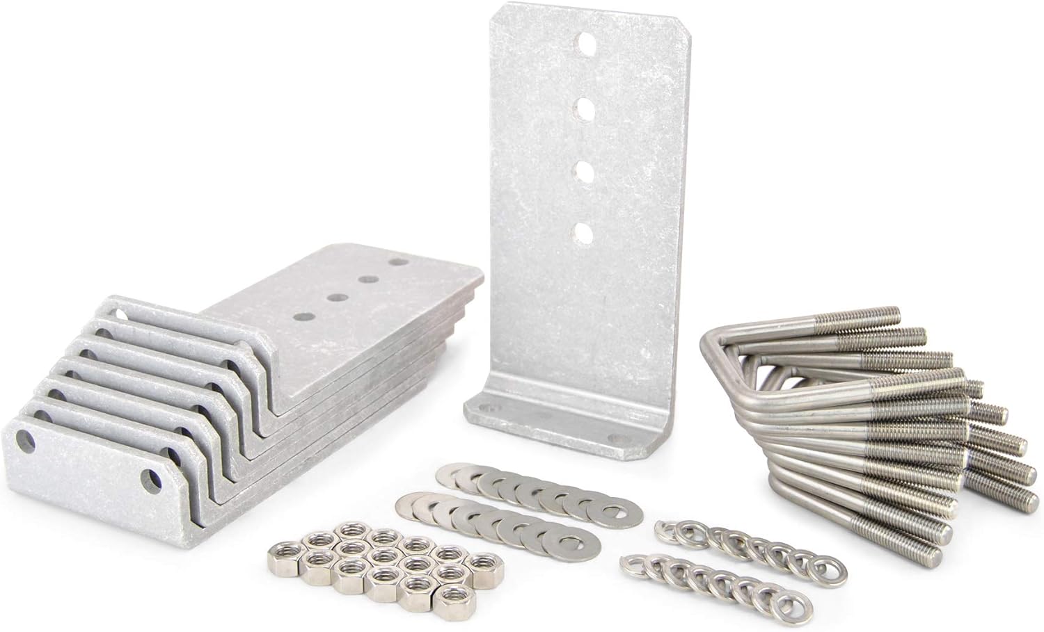 (8) 10" Aluminum L-Type Boat Trailer Bunk Bracket Kit with Stainless Steel Mounting Hardware For 3x3 Boat Trailer Crossmembers