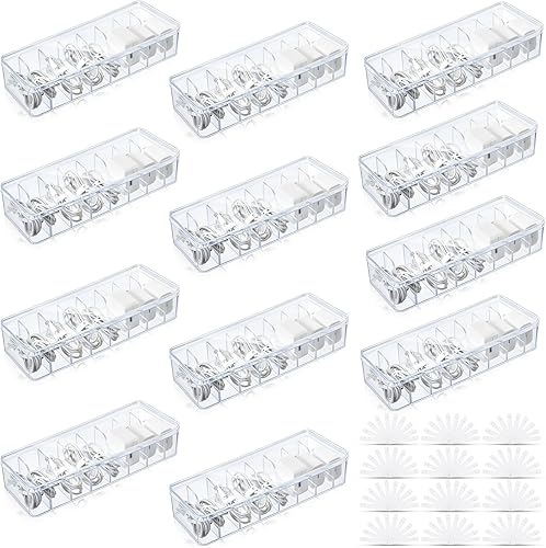 Miniatura 20 de Tatuo Caja organizadora de cables de 2 piezas con ataduras de alambre, caja de almacenamiento de cordón de plástico con tapa, organizador de