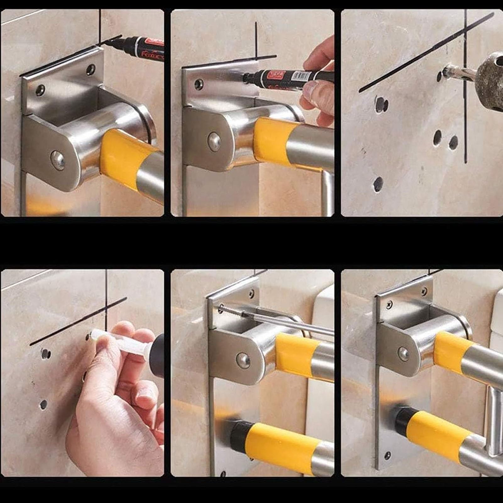 Barra Abatible Baño Minusválido Asiento de Baño Plegable Barras de Apoyo Flip-Up Agarre Brazo Mano Asideros de Seguridad, Antideslizante Ducha de Ayuda, para Discapacitados Ancianos Mujer Embarazada (