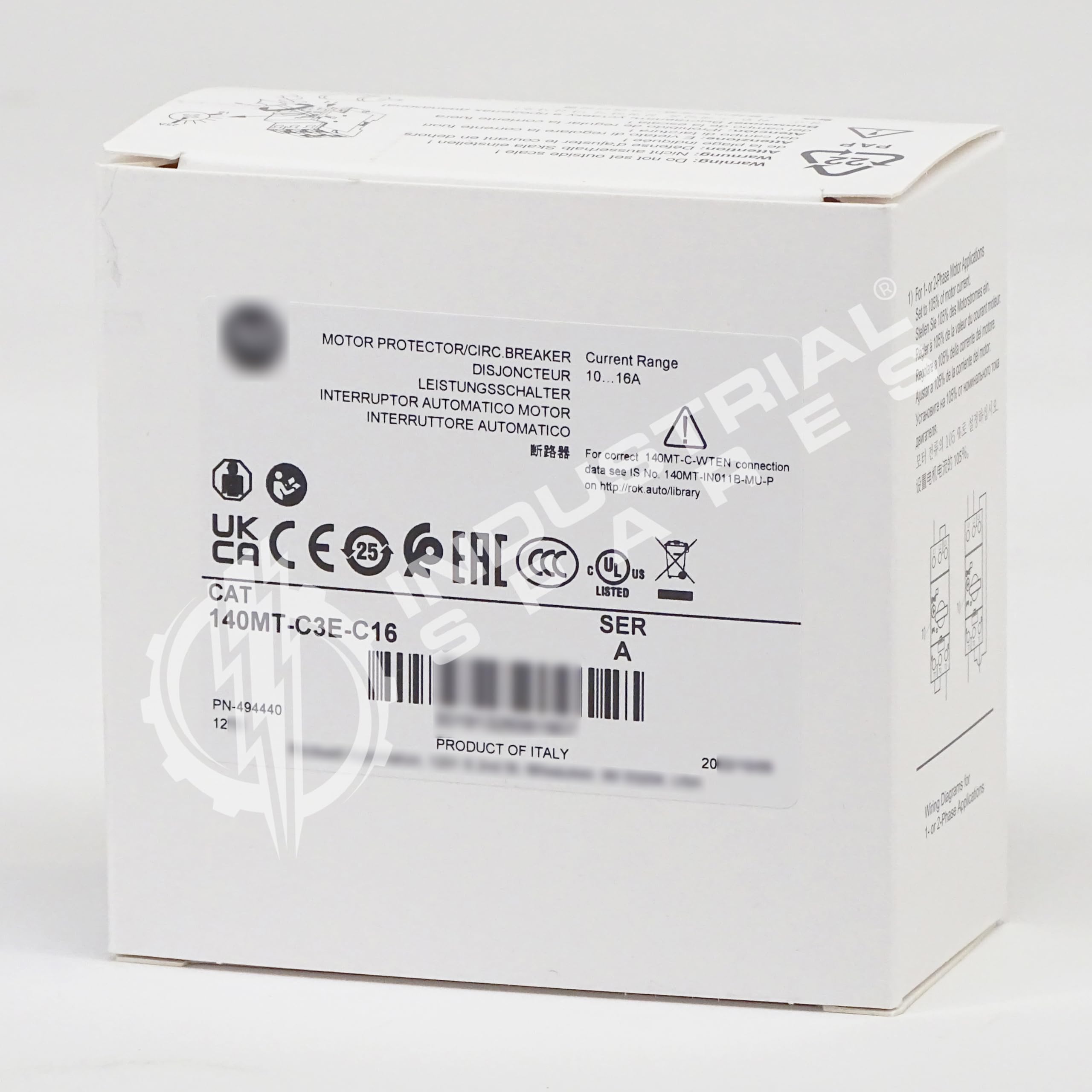 140MT-C3E-C16 Series A Motor Protection Circuit Breaker, 10-16 A, Frame C