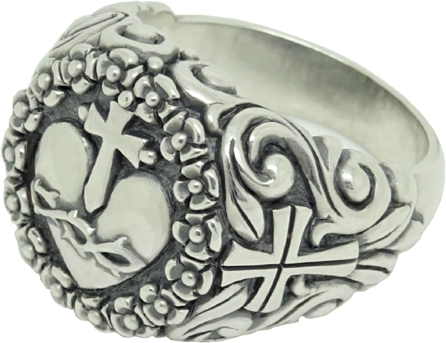 SECRETIUM Sacred Heart of Jesus Sterling Silver 925 Women Cross Ring