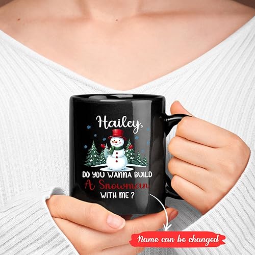 Vista 132 de Taza de café de Navidad personalizada con muñeco de nieve, taza de cerámica de Navidad, taza de Navidad personalizada con nombre, taza de Navidad