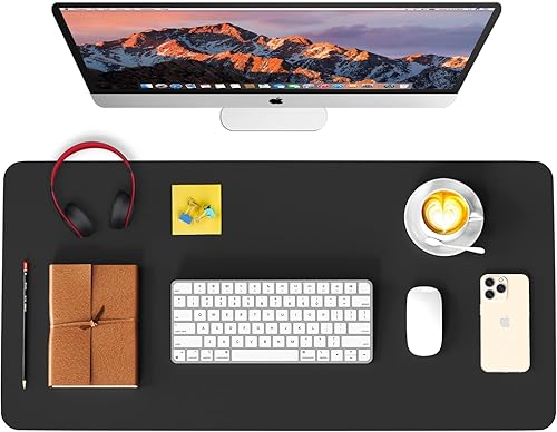 WAYBER Leather Desk Pad Protector, Waterproof Mouse Pad, PU Desk Mat, Office Des