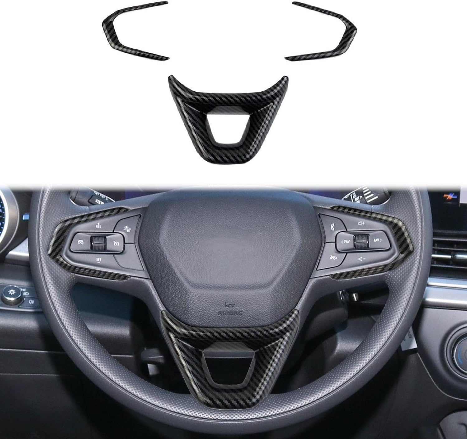Korlot Carbon Fiber Style Interior Steering Wheel Cover Trim for Chevrolet Trailblazer 2021-2026,Trax 2024-2026