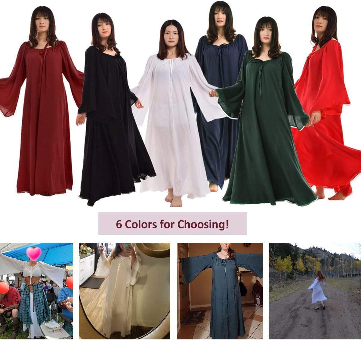 BLESSUME Medieval Wedding Dress Renaissance Pirate Faire Celtic Chemise Under Dress - Image 2