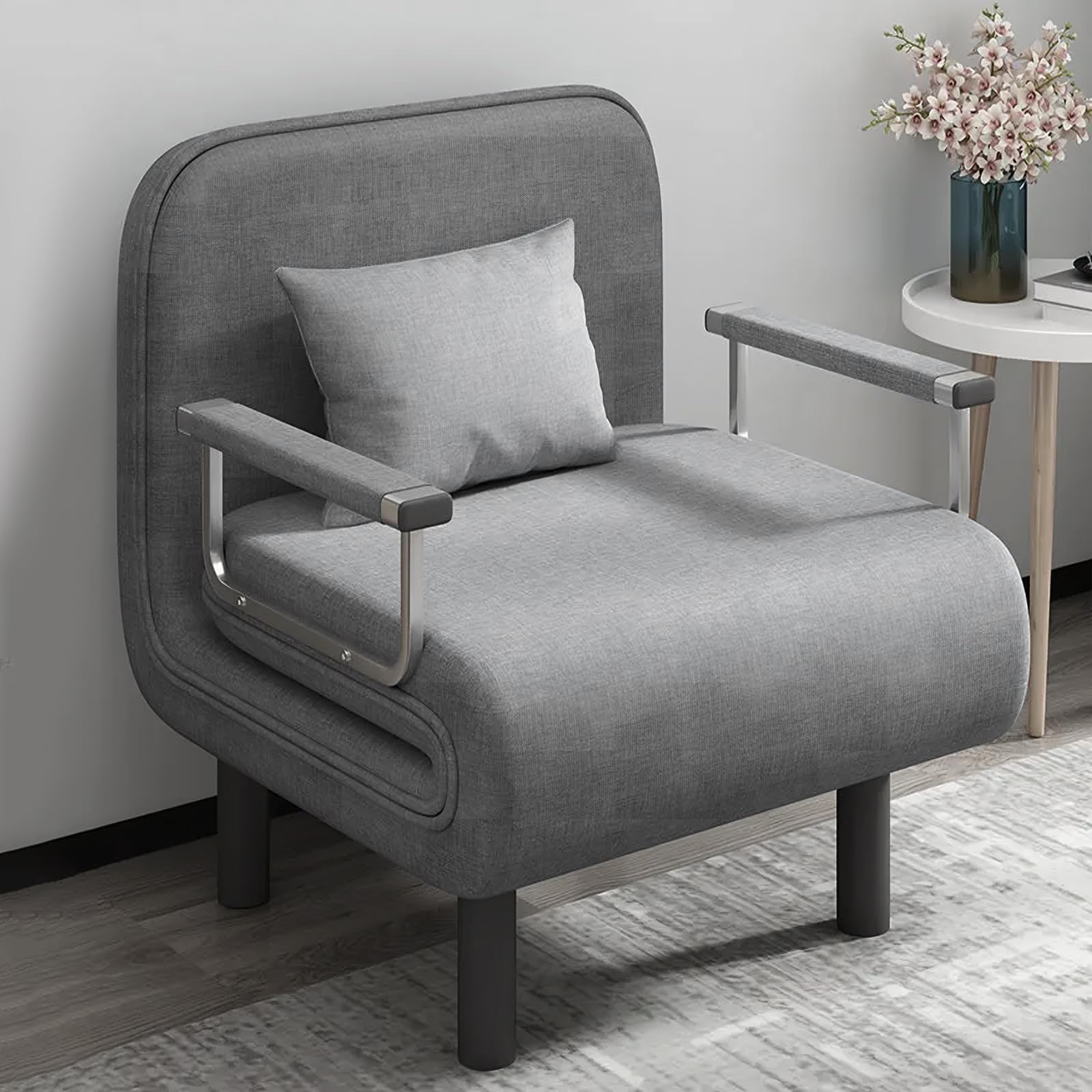 Convertible Sleeper Chair Bed, 4-in-1 Folding Sofa Bed with 6-Position Adjustable Backrest,Armrests and Pillows Removable Lounge Sofa Lounger,Suitable for Indoor and Outdoor use.