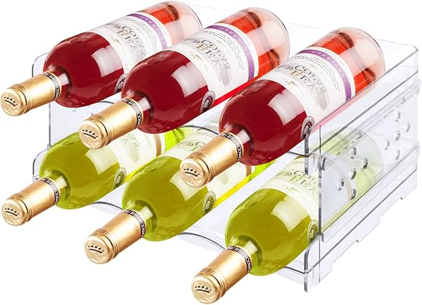 MXTIMWAN Portabottiglie Vino e Acqua Impilabile, Bottigliera e scaffale per 6 bottiglie, Organizar per Bottiglie d'Acqua in Plastica per Piano di Lavoro della Cucina, Armadio - 1