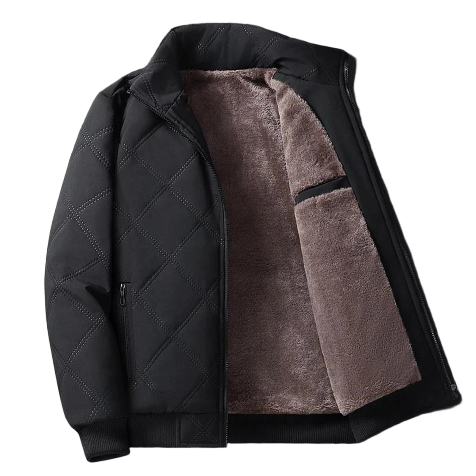 Parka d'hiver à carreaux avec style décontracté et col montant
