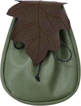 daizbella Renaissance Waist Bag Leather Vintage Waist Belt Bag Ren Faire Accessories, Green, One Size