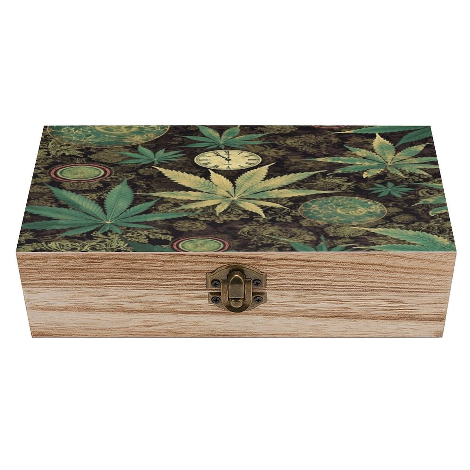 VstaDank A Puff in Time Weed Marijuana Wooden Storage Box Wooden Keepsake Box with Hinged Lid Exquisite Solid Wood Decorative Jewelry Case Memory Box for Jewelry Photos Letters Crafts Trinkets