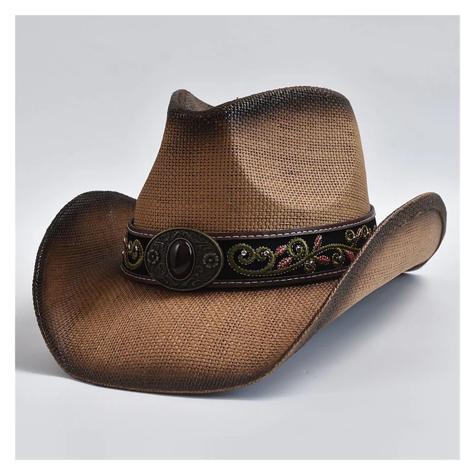 Cappello Cowboy Cappello da Cowboy Vintage con Bordo Arricciato, Stile Western, in Paglia, for Uomo e Donna, Estivo